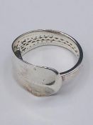 A solid silver spoon ring made from Antique cutlery by an Artisan. Successful bidders can notify