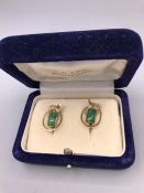 A set of Jade earrings in a 9ct gold setting