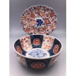 Imari Bowl And Oval Plate With Scalloped Edge