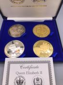 A Boxed set of 22ct gold plated and Sterling Silver plated coins by Tower Mint for Queen Elizabeth