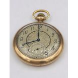 A Vintage Gold plated Waltham pocket watch with subsidiary dial engraved case