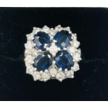 An 18ct White Gold Sapphire and Diamond Cluster ring of 2CT's