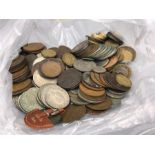 A selection of coins to include, pennies, half crowns, sixpences and threepence.