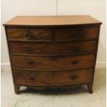 A Victorian Mahogany bow fronted chest of drawers, two over three.