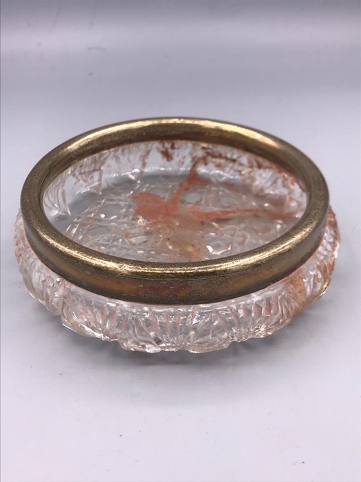 Small Silver Rimmed Cut Glass Bowl - Image 2 of 3