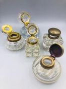 A selection of glass inkwells.