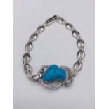 A silver CZ and Turquoise bracelet