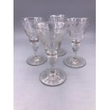 Set Of Four Engraved Hand Blown Wine Glasses C1852