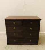A Two over three drawer chest of drawers in Mahogany.