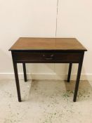 A Mahogany side table with center drawer. 72cm H x 75cm W x 45cm D