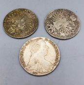 Three M Theresia bullion coins, bearing date 1780