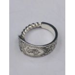 A solid silver spoon ring made from Antique cutlery by an Artisan. Successful bidders can notify