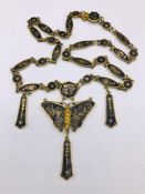 Japanese necklace with bronze, copper and gold inlay.