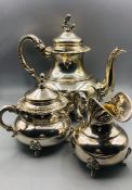 A Sterling silver tea set to include Tea Pot, milk jug and sugar bowl