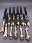 A selection of silver handled knives, Swedish hallmarks, eleven in total.
