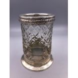 A silver and cut glass vase Hallmarked St Petersburg 88.zol.