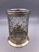 A silver and cut glass vase Hallmarked St Petersburg 88.zol.