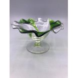 Stuart Art Nouveau Tazza Clear Crystal trailed with green glass c.1905