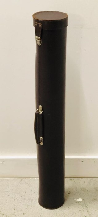 A Leather cylindrical plan case