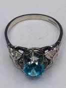 A Platinum and Zircon Vintage ring