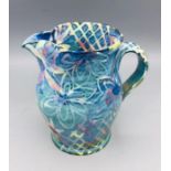 A Small Green And Blue Pottery Jug Signed By Pru Galla Chilc