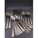 Twelve Swedish Spoons and Forks by C G Hallberg of Stockholm (1475g) Hallmarked for 1946.