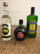 Bison brand Vodka and two liqueurs, Unicom and Jan Becher