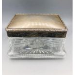 A silver and cut glass Ladies Dressing Table jar by Topazio, marked 925.