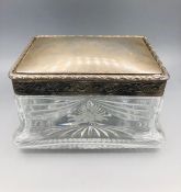A silver and cut glass Ladies Dressing Table jar by Topazio, marked 925.