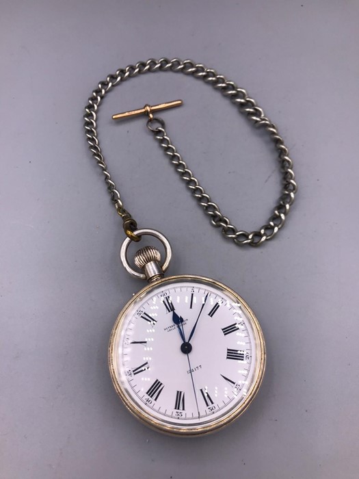 A Rare solid silver Ulysse Nardin pocket watch. White enamel dial with Roman numerals, numbered - Image 2 of 8