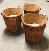 Three Round Tall Baskets With Handles (50cm)