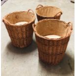 Three Round Tall Baskets With Handles (50cm)