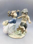 Lladro figure of a girl with Pan