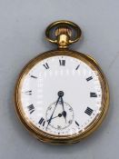 An A L D Dennison gold plated 'Moon' pocket watch (Number 623378)