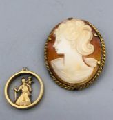 A Cameo in a rolled gold setting