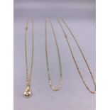 Three 9ct gold necklaces (7.3g)