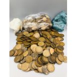 A large selection of copper coins mainly one pennies of various years and condition.