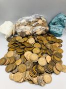 A large selection of copper coins mainly one pennies of various years and condition.