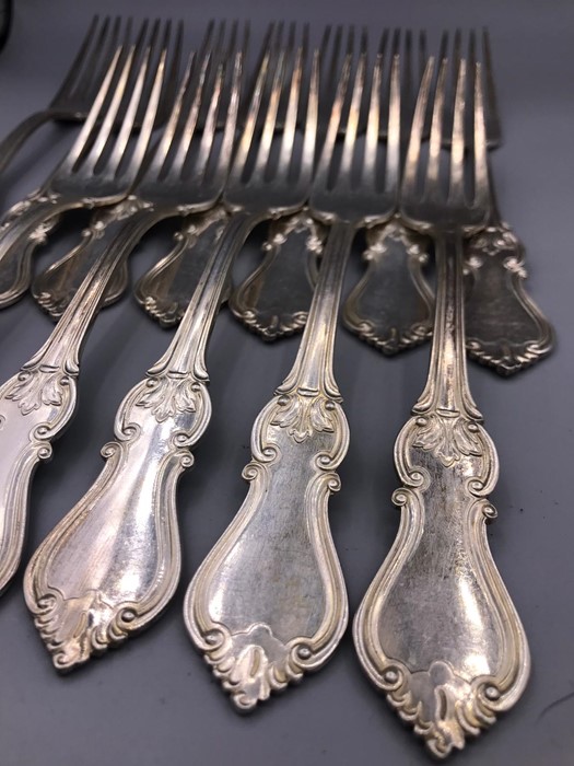 Twelve Swedish hallmarked forks (820g) by C G Halberg of Stockholm - Image 2 of 3