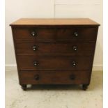 A Victorian two over three chest of drawers. 107cm H x 109cm W x 49cm D