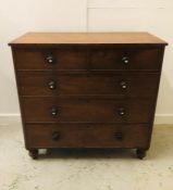 A Victorian two over three chest of drawers. 107cm H x 109cm W x 49cm D