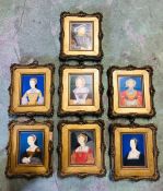 A collection of seven miniatures depicting Henry VIII and each of his six wives, it appears that