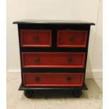 A Two over three Chinese style chest of drawers
