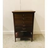 A Mahogany music cabinet with drop front drawers 52cm w x 38cm d x 84cm h