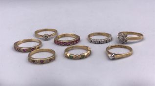 A selection of 9ct gold rings (15.7g)