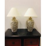 Two Large Chinese lamp bases with brass fittings