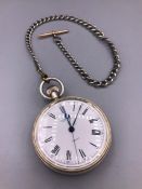 A Rare solid silver Ulysse Nardin pocket watch. White enamel dial with Roman numerals, numbered