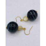 Banded Agate and Mother of Pearl earrings