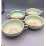 Four Susie Cooper two handled bowls