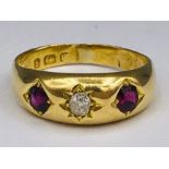 Vintage diamond and ruby ring 18ct setting